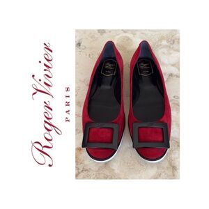 Roger Vivier Red Suede Gommette Ballet Flats